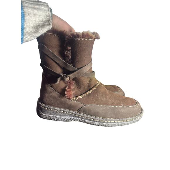 Cabela’s Brown Suede Shearling Boots Sz 10 Women’s Fur Lined Winter Ankle Boots - Picture 11 of 11